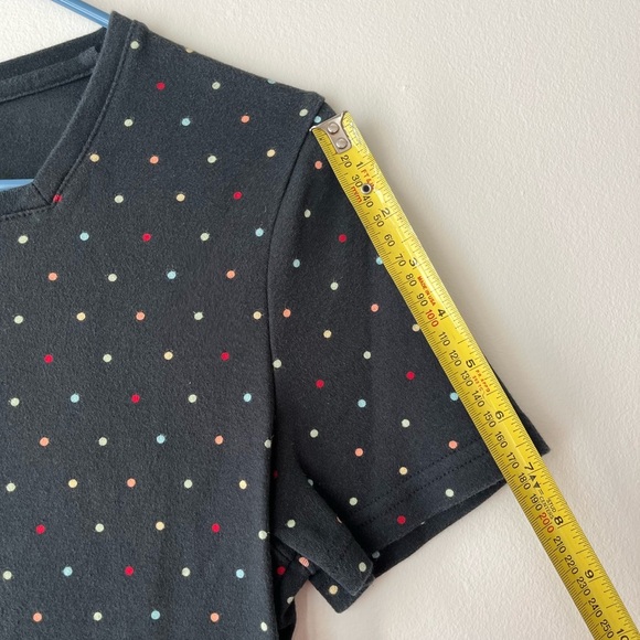 Croft & Barrow women’s short sleeve casual polka dot black square neck tee shirt - Picture 7 of 10